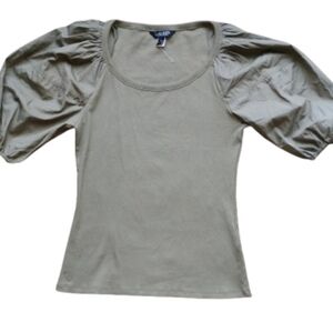 NEW Puff Sleeve Knit Top Ralph Lauren M Olive